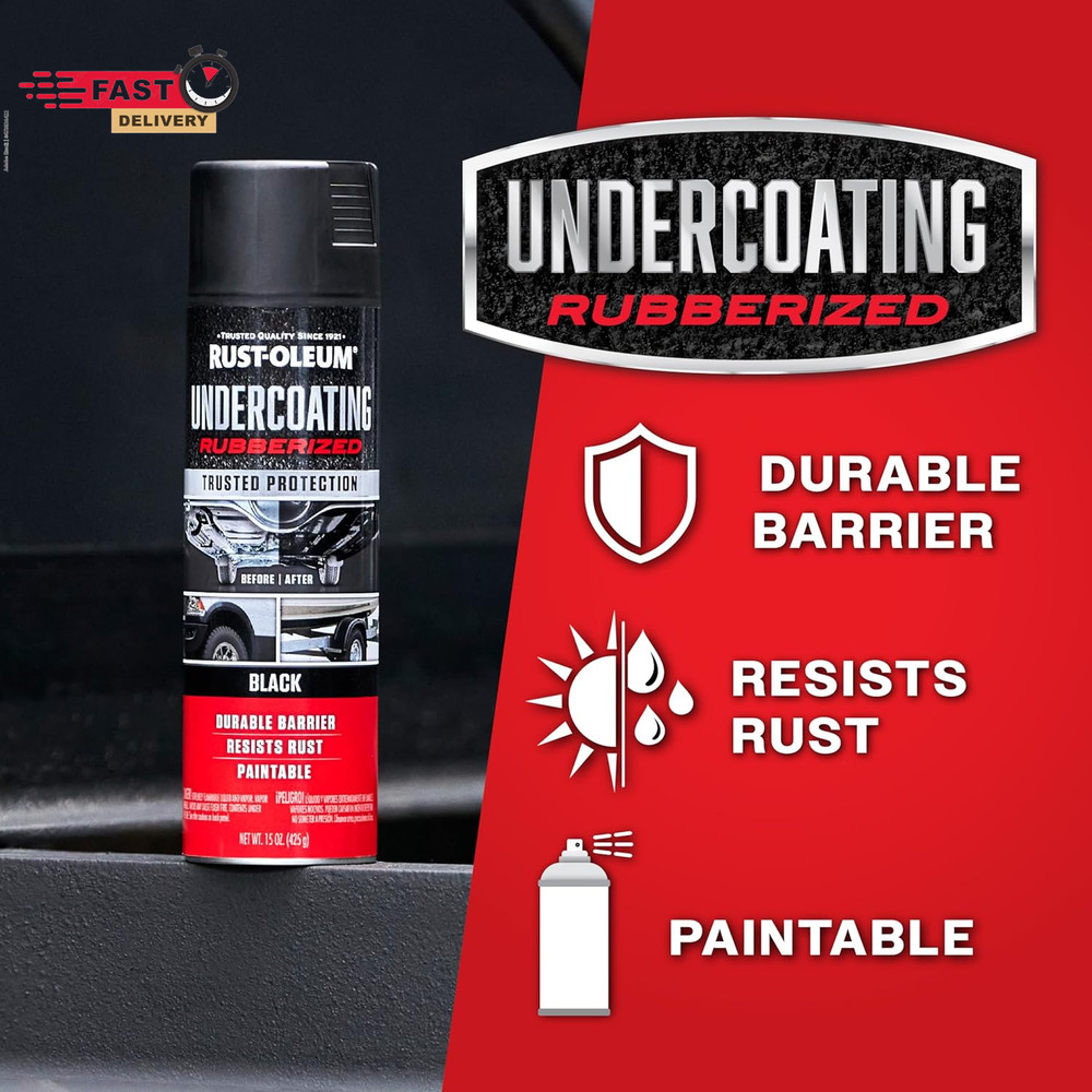Rust-Oleum 248657 Rubberized Undercoating Spray, 15 Oz, Black