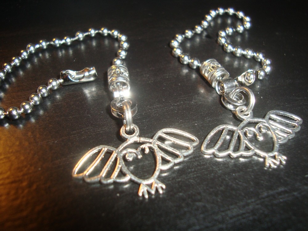 Pair Ceiling Fan Pull Chains Charming Owl Pendants Decorative Light/Lamp Pulls