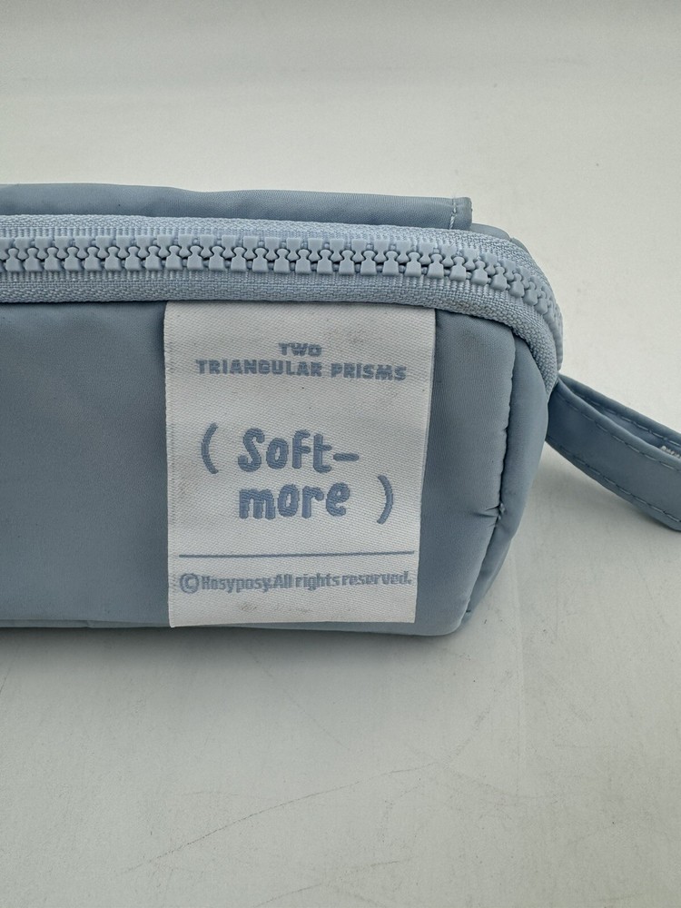 Pencil Pouch Two Triangular Prims Pencil Makeup Storage Case Light Blue Foldable