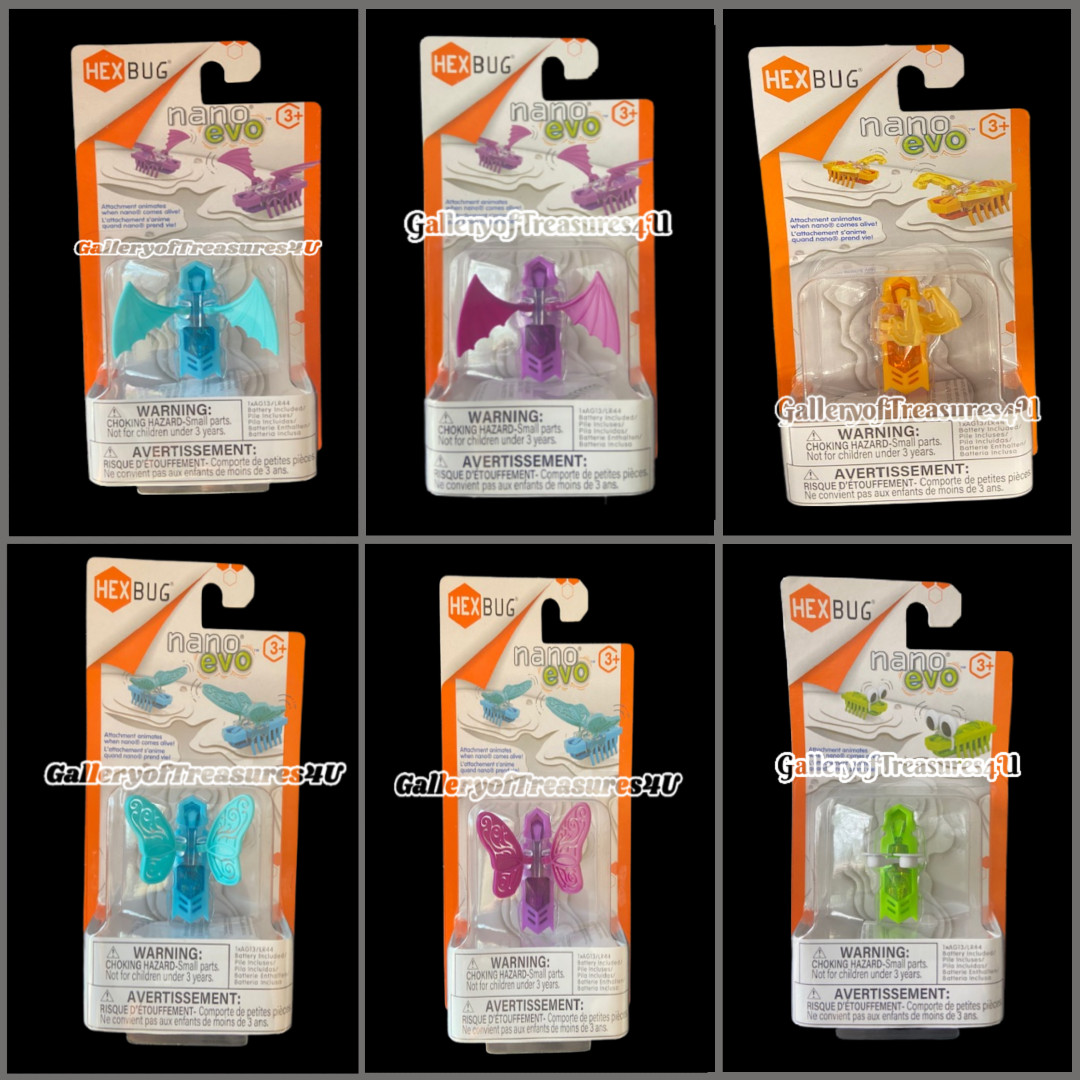 HexBug Nano Evo Bat Butterfly Attachment Wings Robotic Bug Blue Purple Cat Toy