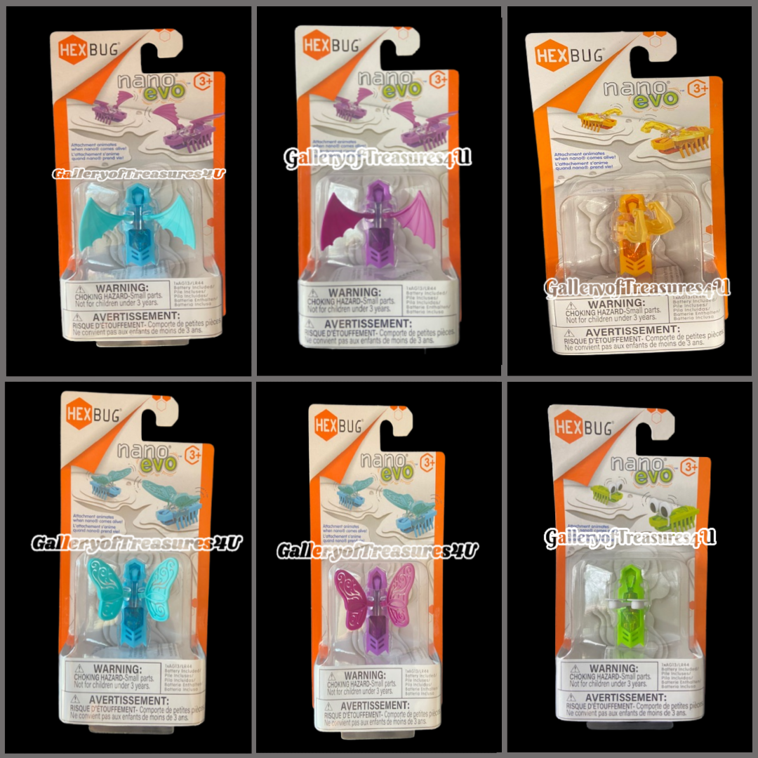 HexBug Nano Evo Bat Butterfly Attachment Wings Robotic Bug Blue Purple Cat Toy