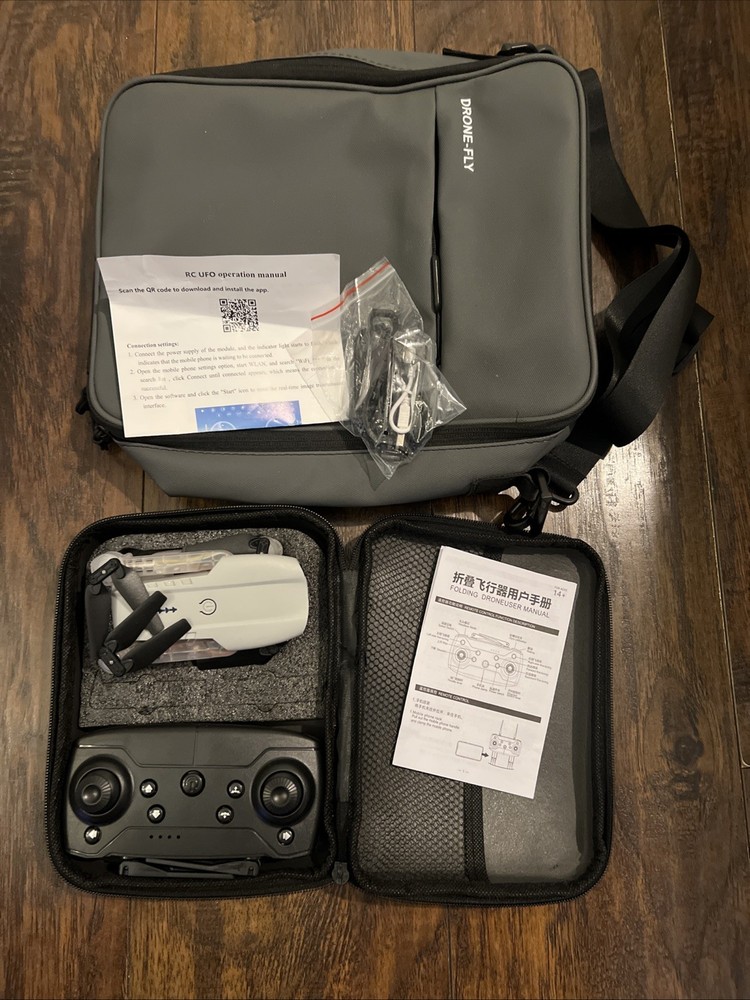 Black RC UFO Remote Controller Drone With Accessories & Carrying Case