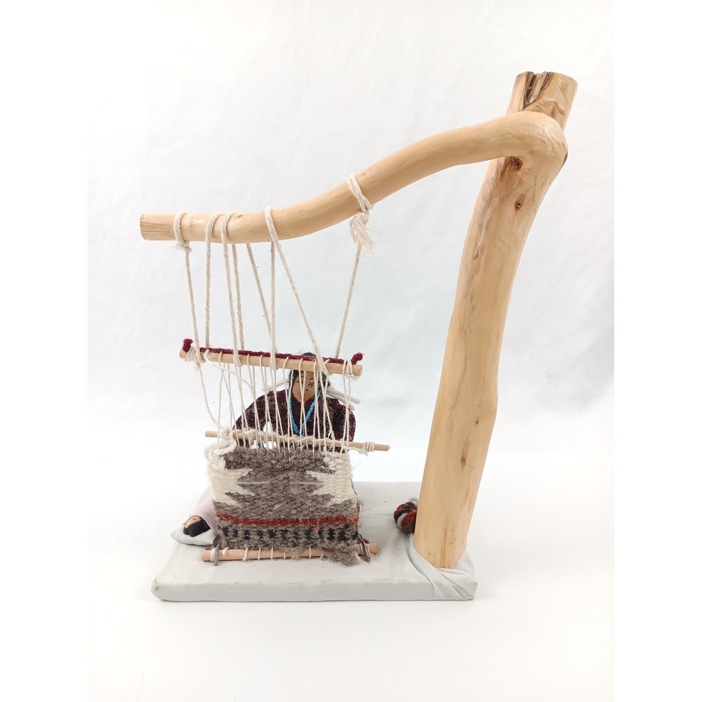 Native American Inspired Doll Weaving Scene Loom