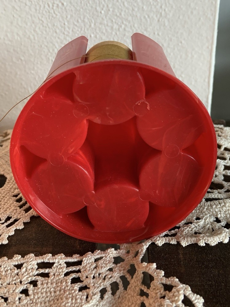 Vintage Red Sewing Carousel Thread Holder Mid Century Caddy