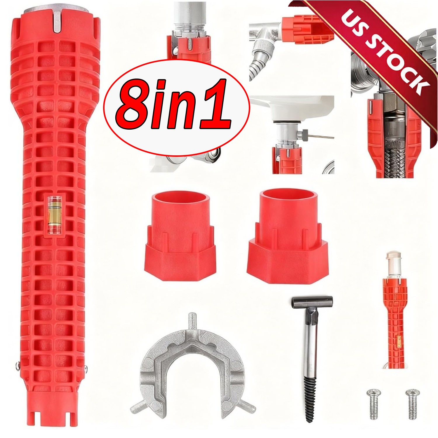 8 IN 1 Multi tool Faucet Sink Installer Pipe Wrench For Plumbers & Homeowners