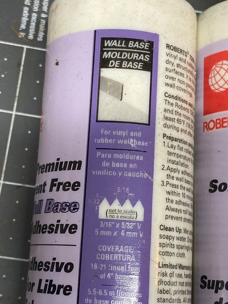 Five Tubes ROBERTS Wall Base Adhesive 11oz. each
