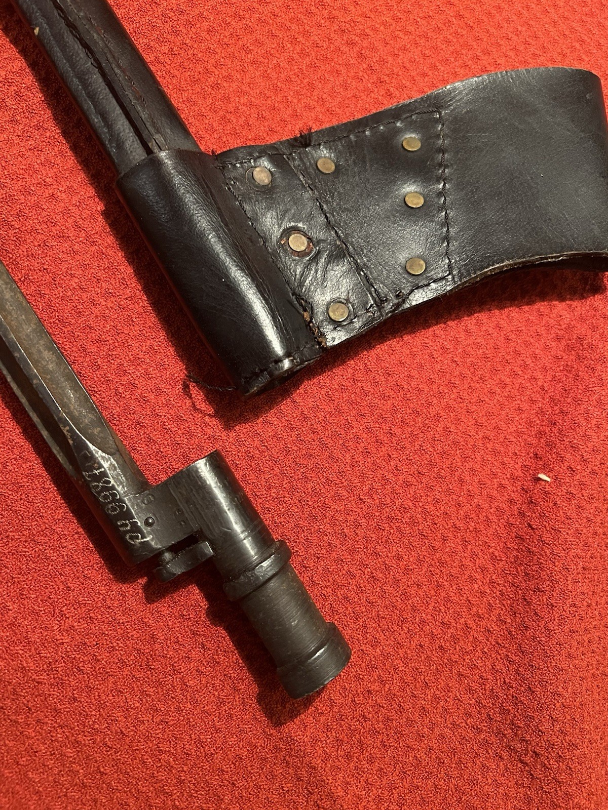 Antique US scabbard For Trap Door Springfield & Foreign socket bayonet