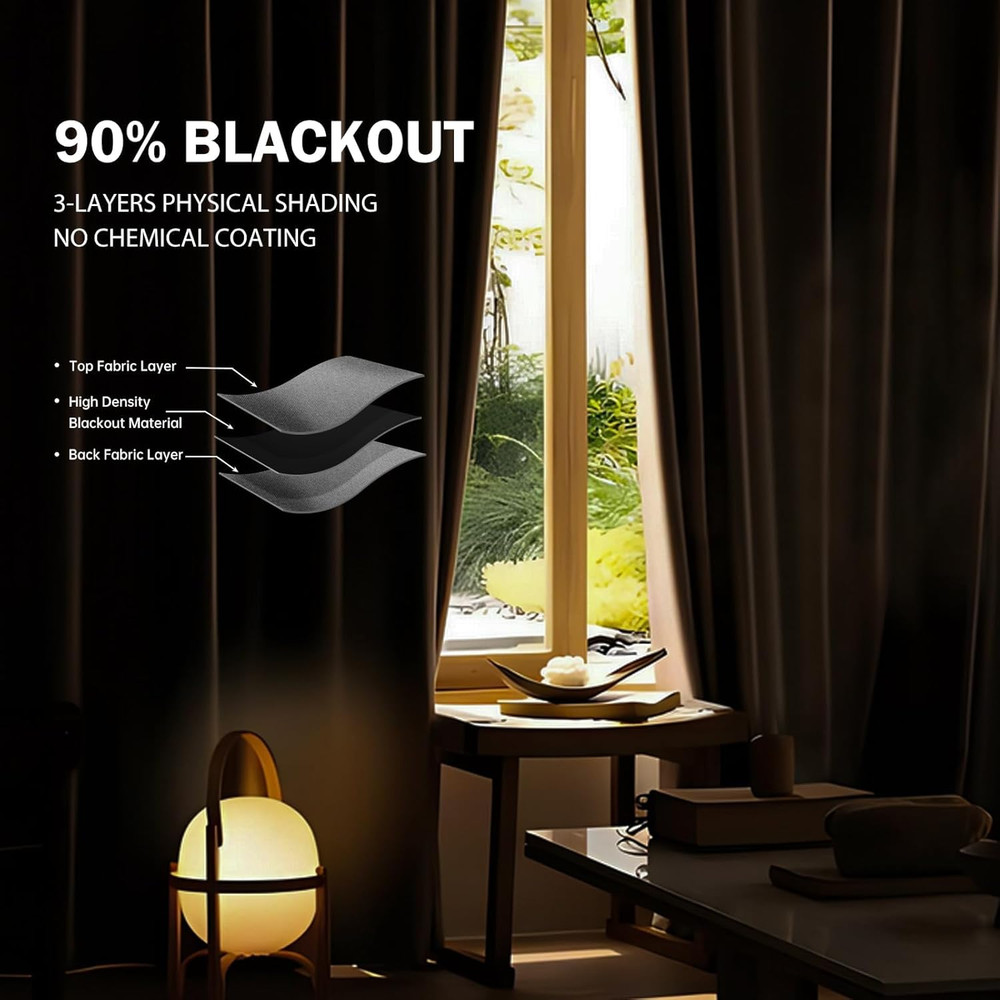 Extra Wide Blackout Curtain Track Set with Light Grey Drape, 10ft High