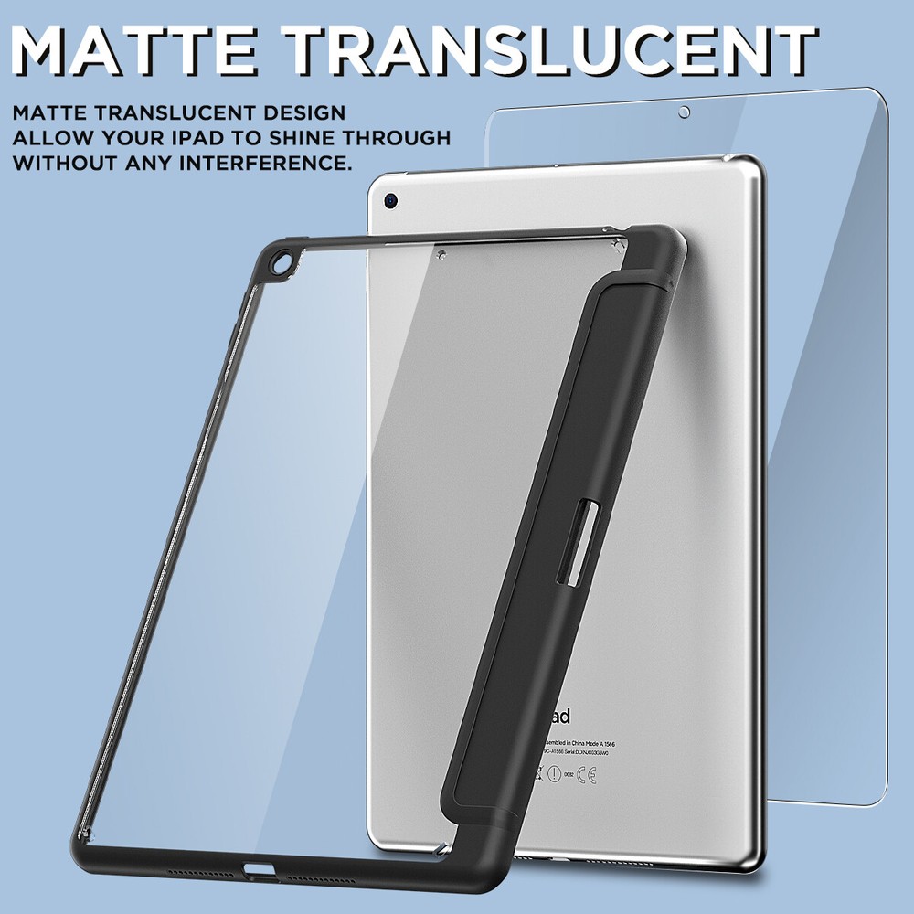 For iPad 9th/8th/7th Gen 10.2" Clear Case With Pencil Holder+Screen Protector