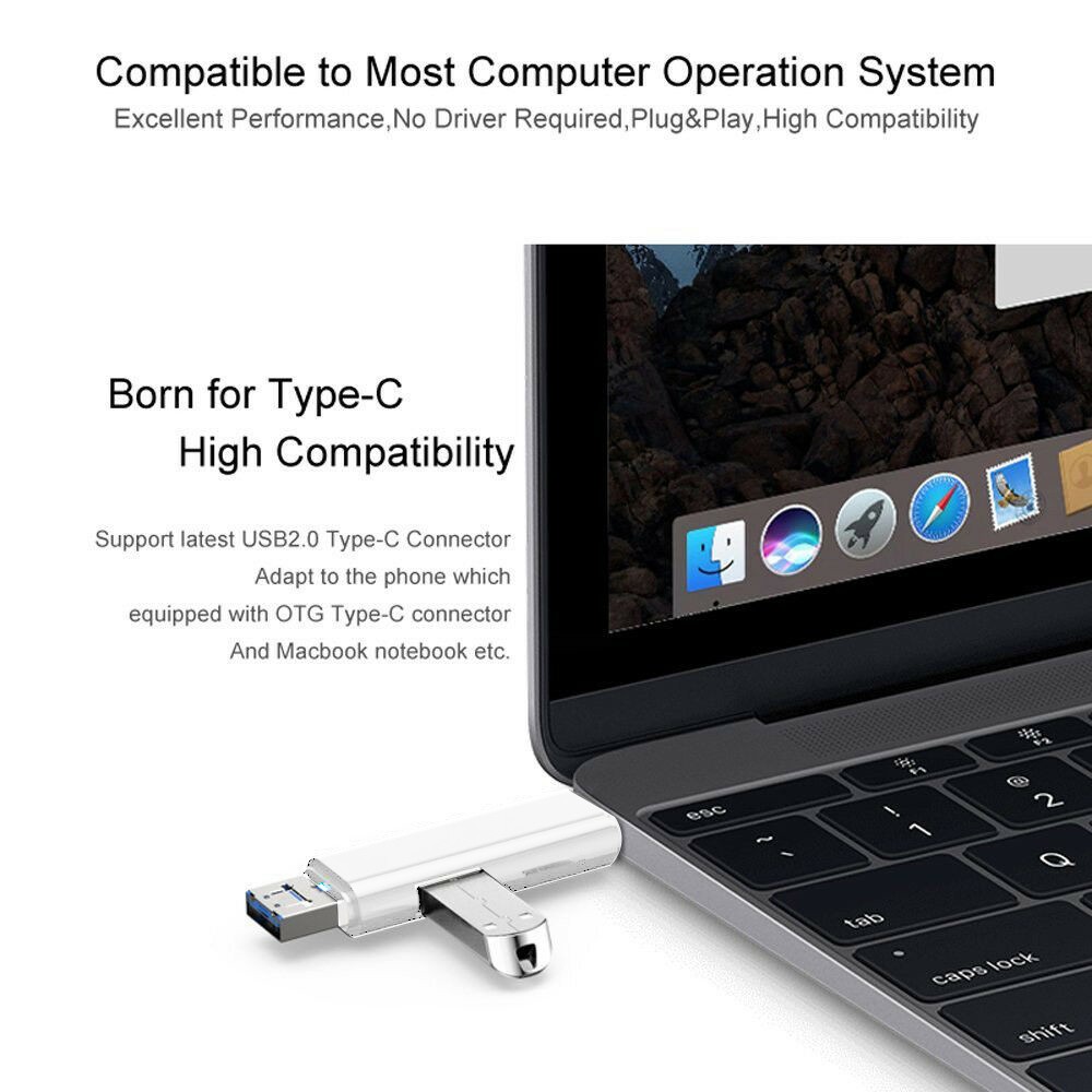 1Pc USB 3.0 Type C / USB / Micro USB SD TF Memory Card Reader OTG Adapter