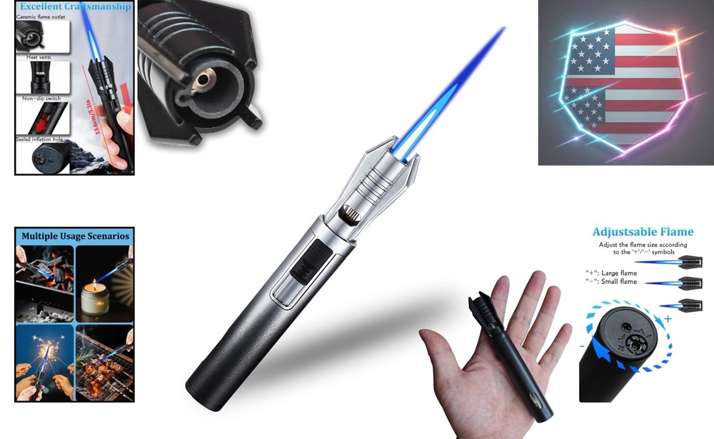 Windproof Jet Flame Butane Lighter – Stylish Lightsaber Design, Adjustable Flame