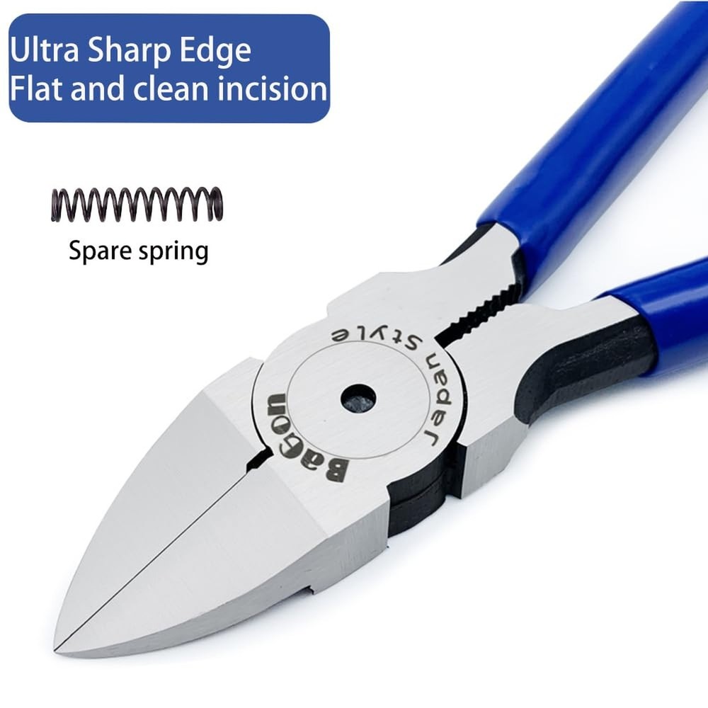 Wire Cutters, 5 Inch Precision Diagonal Cutters, Spring Loaded Side Cutting P...
