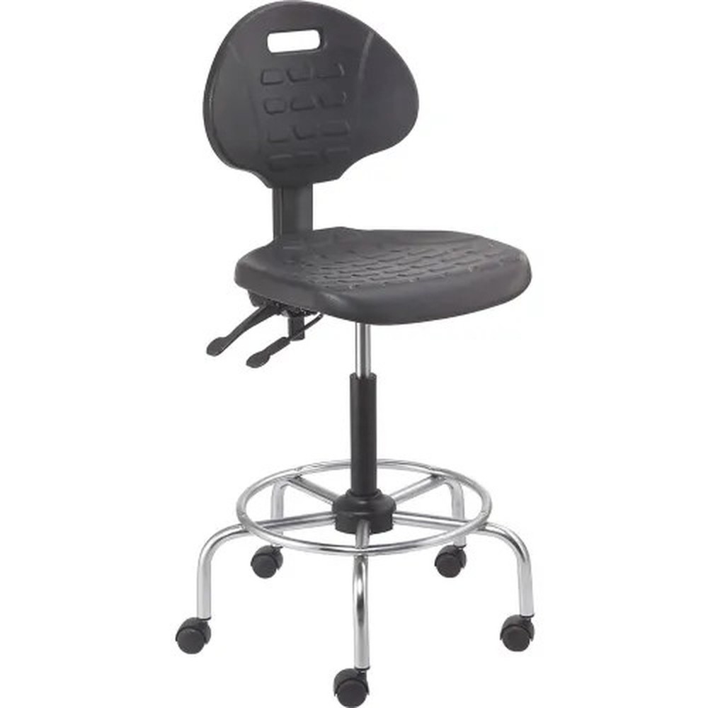 Interion? 4-Way Black Adjustable Shop Stool With Chrome Base