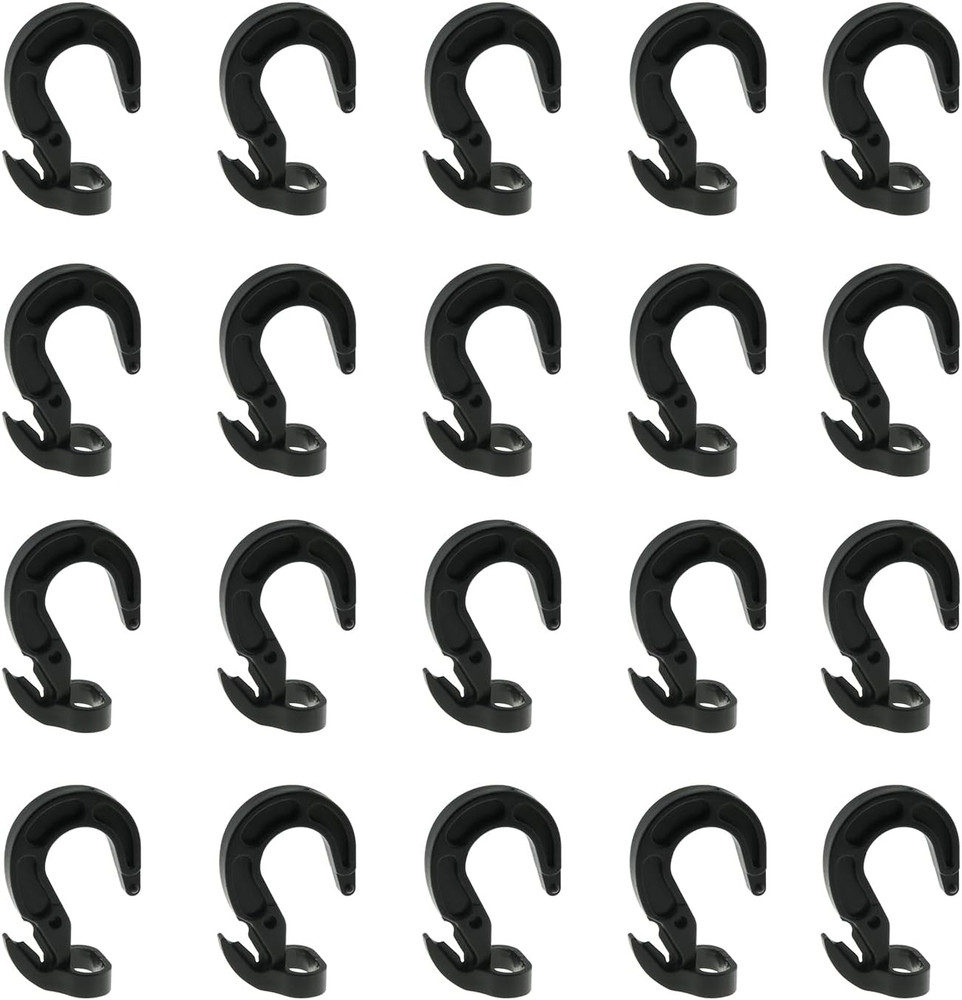 20PCS Black Plastic Adjustable Hooks Elastic Rope Binding Rope Hook Bungee Ro...