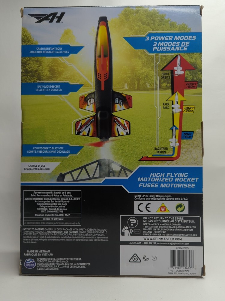 Air Hogs Sonic Rocket 200ft High Flying Motorized 3 Power Modes Spin Master