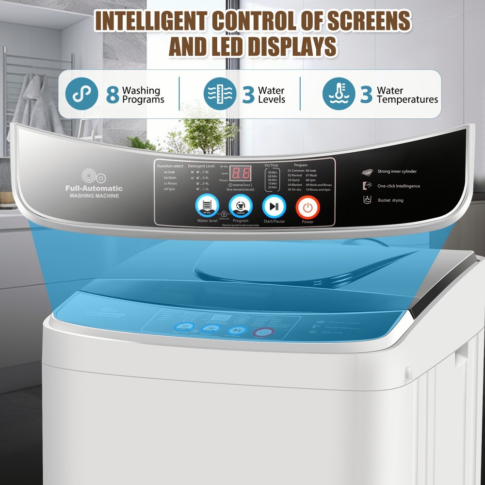 Washing Machine Top-Loading 17.8 lb Full Automatic Compact Laundry Washer Dryer