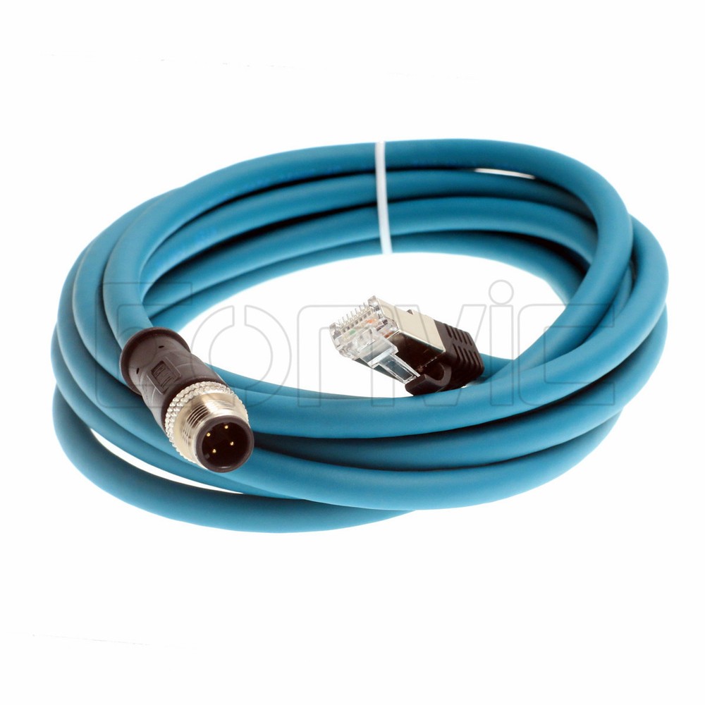 Industrial Machine M12 4 Pin D-Code RJ45 Ethernet Computer Control Power Cable