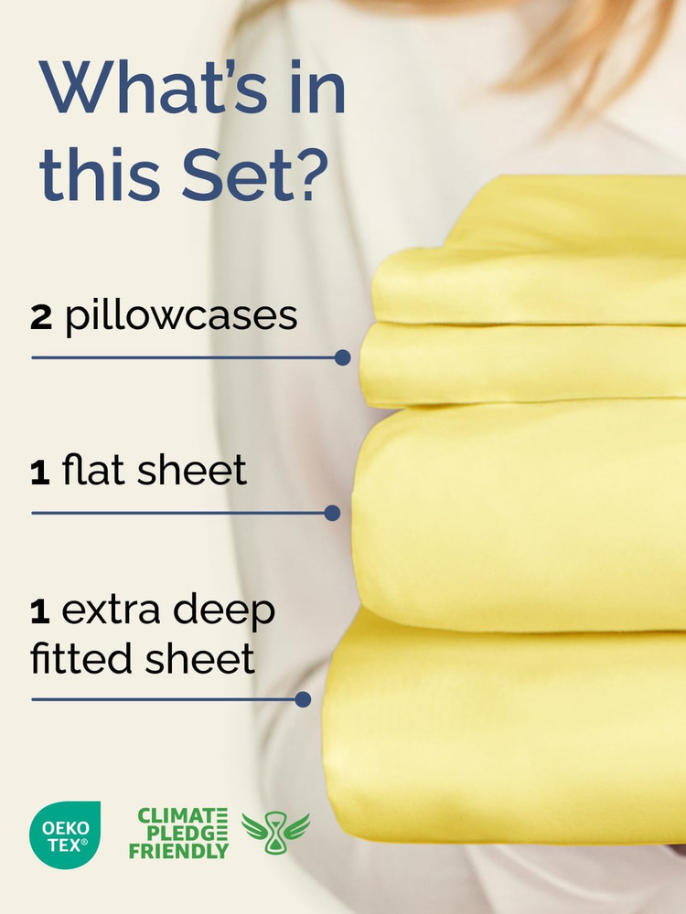 Extra Deep Pocket Full Sheets - 4 Piece Breathable & Cooling Bed Sheets - Hotel