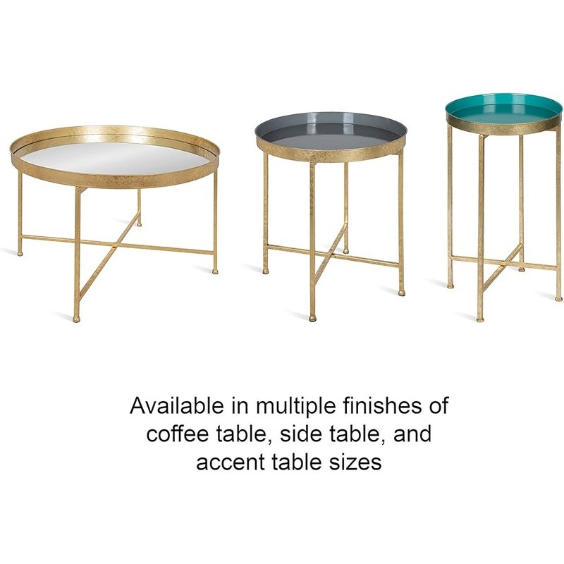 Black Gold End Table Removable Tray Folding Accent Table Small Space Decor New