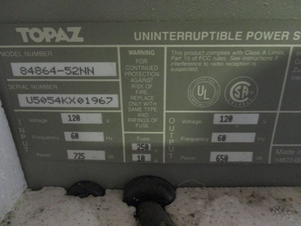Square D 84864-52NN Topaz Powermaker Micro II UPS Uninterruptible Power System