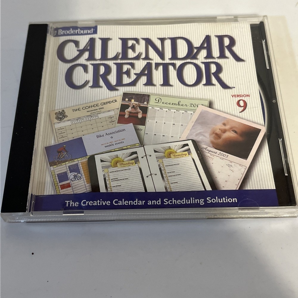 Calendar Creator CD-ROM Windows 98 Custom Calendar Event Maker Software Vintage