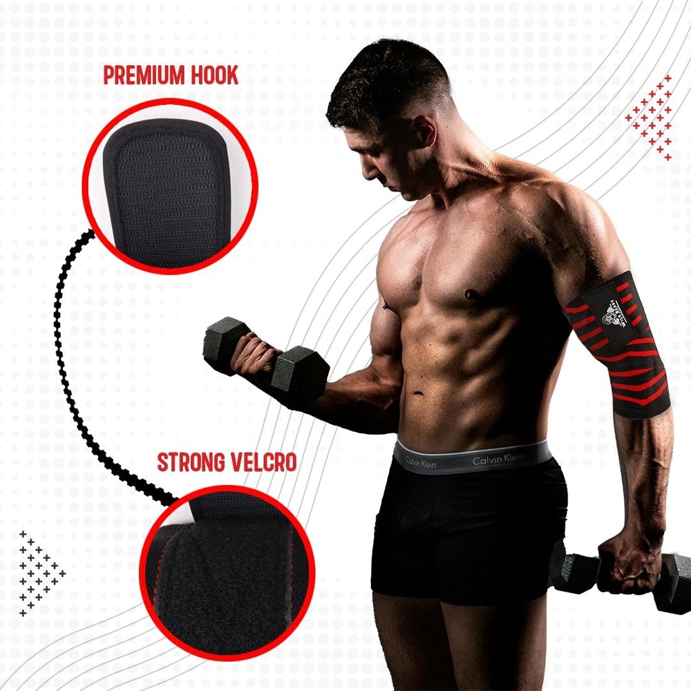 Elbow Wraps for Weightlifting (Pair), Stretchable & Breathable 41" Elbow Comp...
