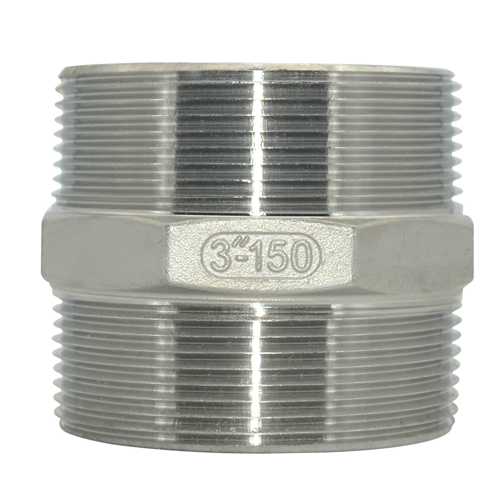 3" 3 inch NPT Stainless Steel 304 Pipe Thread Male Hex Nipple Fitting Adapter