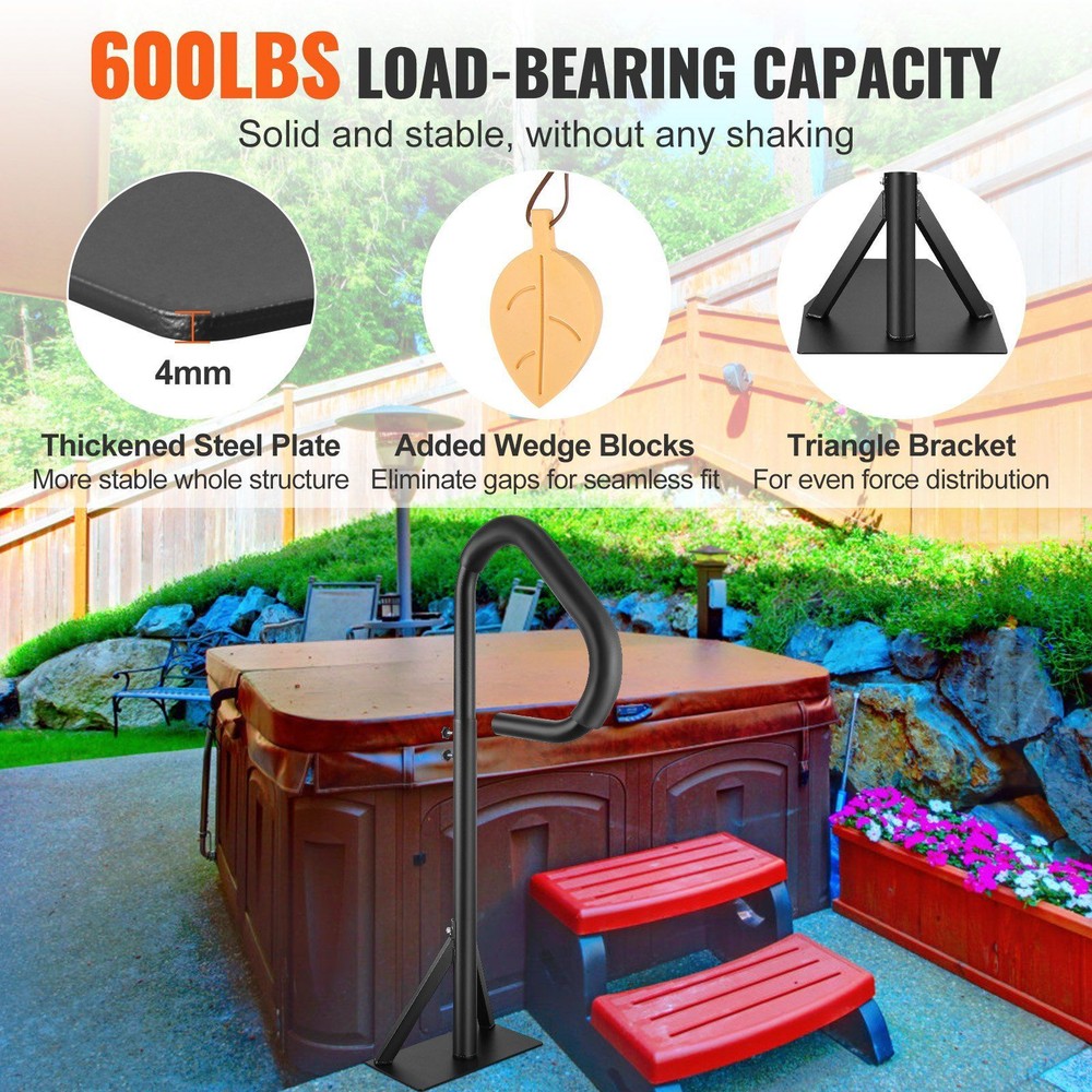 Rust-proof Aluminum 360 Rotatable Spa Side Handrail w/ 35"-57" Adjustable Height
