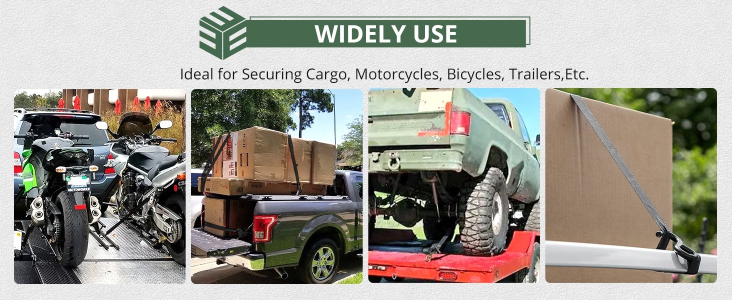 🔥 2-Pack 10FT Retractable Ratchet Tie-Down Straps | 1500LBS Heavy-Duty | S-Hook