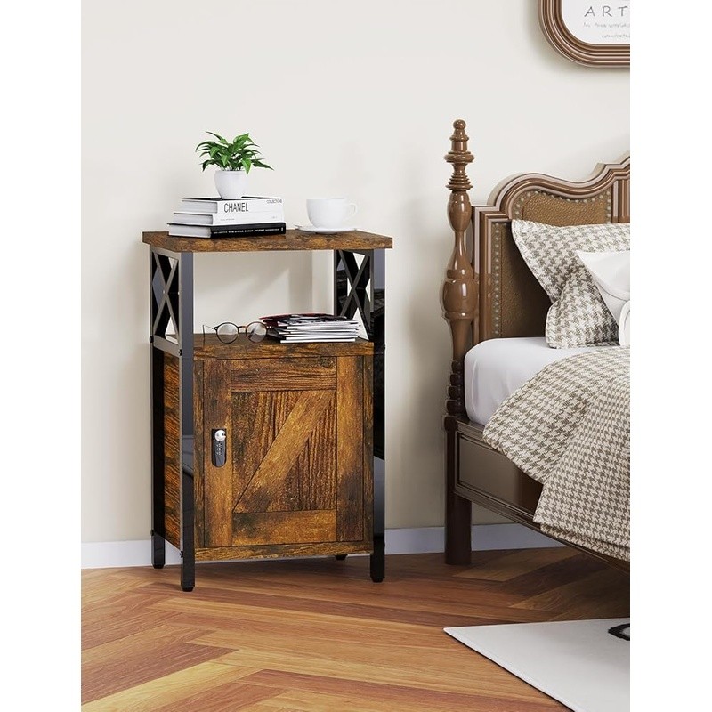 Secure Nightstand W/ Lock Large Storage Excellent Appearance Easy Assembly New