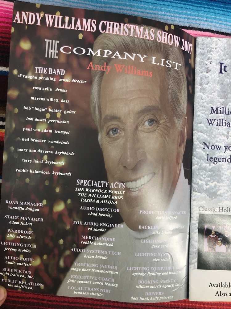 Andy Williams Christmas Show Souvenir Program Book