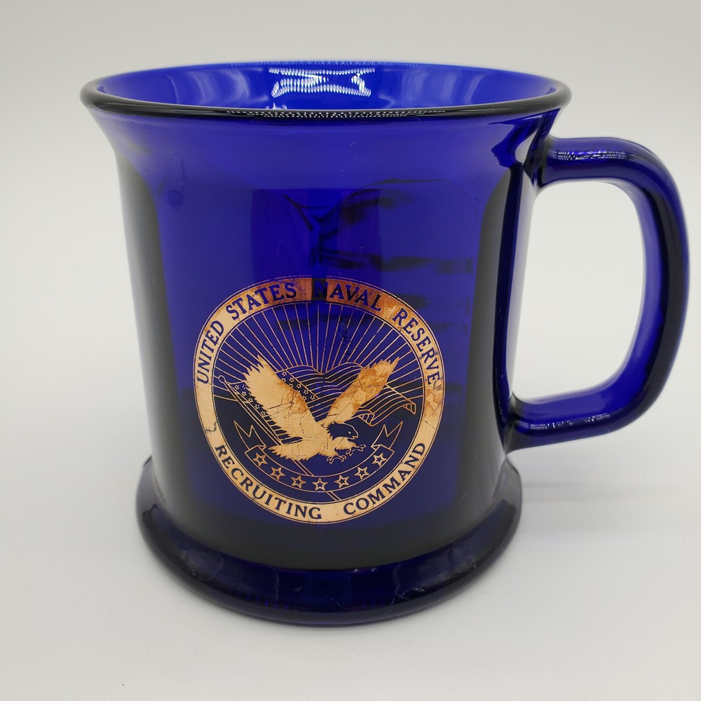 US Naval Reserve Cobalt Blue Recruiting Command Glass Mug