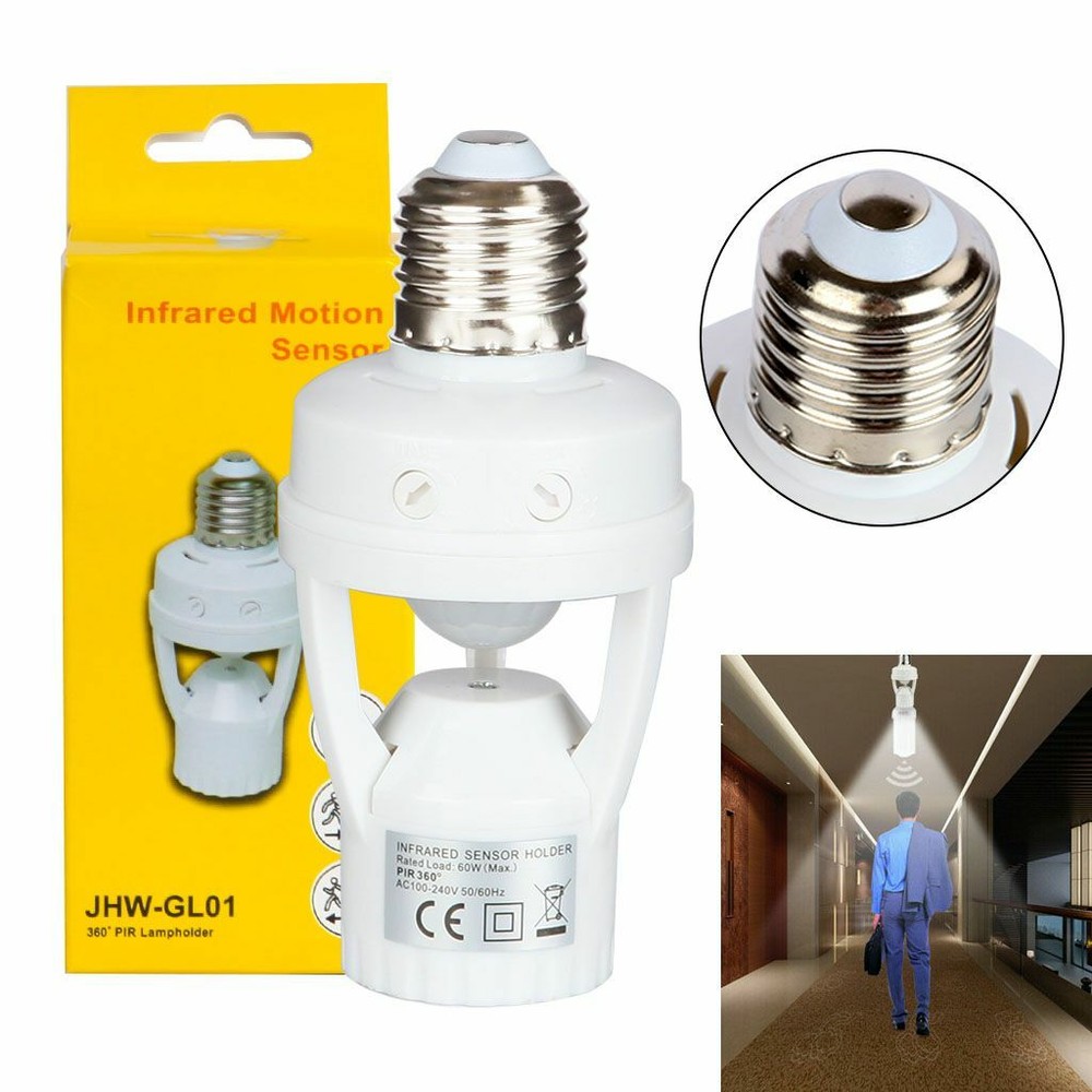 4pack E27 PIR Infrared Motion Sensor LED Light Lamp Bulb Holder Socket Switch US
