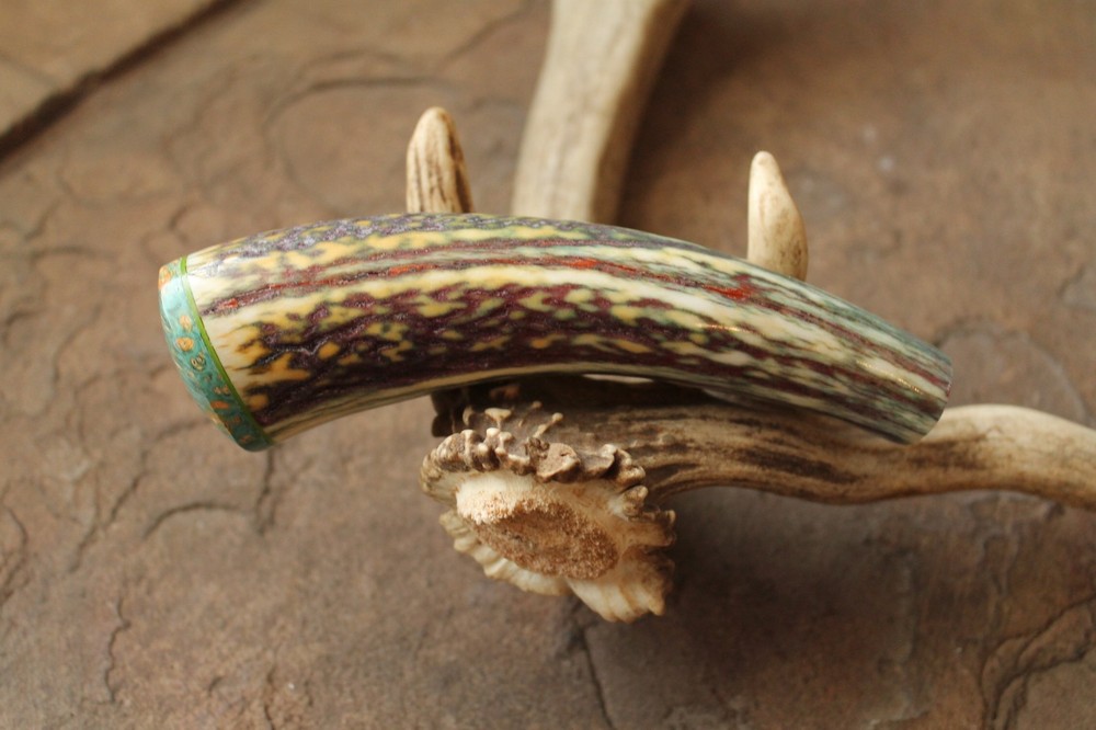 Elk antler knife handle ~ stabilized box elder burl  ~ Flintknapping supply tool