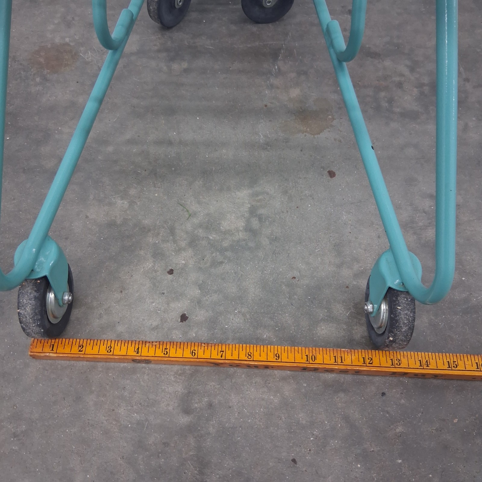 Vintage 70's Winn-Dixie Teal Child's Small Shopping Cart 25" Metal Grocery Buggy