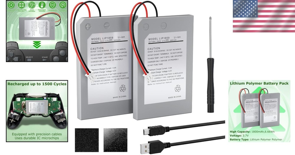2-Pack 1800mAh Battery for PS3 Wireless Controller – Safe & Reliable Power
