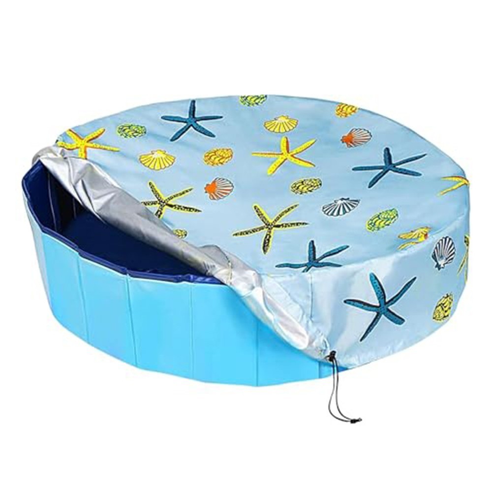 Round Swimming Pool Tarpaulin with Adjustable Drawstring Easy Setup Blue