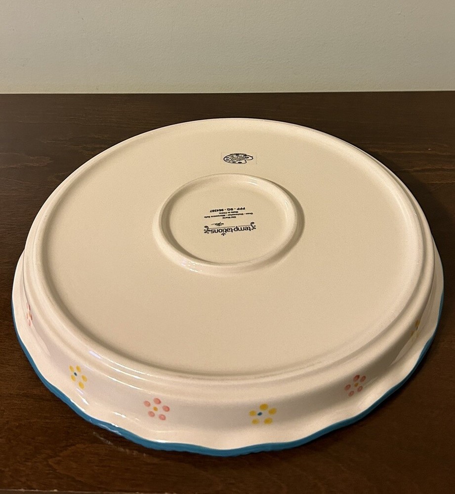 Temptations Tara 12” Easter Egg Hunt Platter Utensils Wooden Serving Paddle EUC