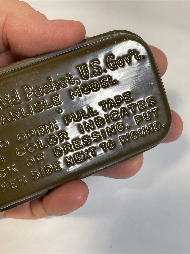 WWII US Army Infantry Medic First Aid Carlisle Bandage Tin Web Kit NICE Late War