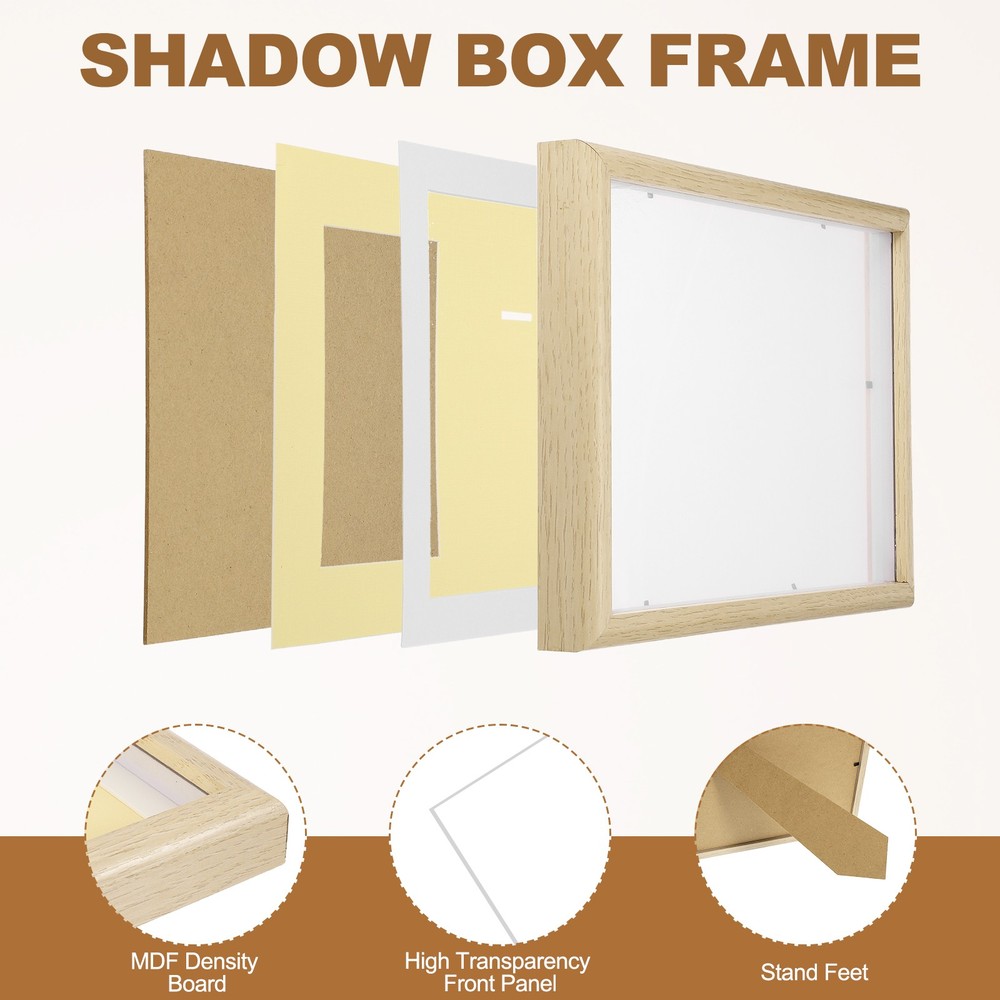 13x9" Horizontal Shadow Frame with Dots and Sticker, for White
