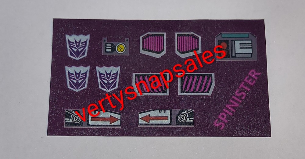 Transformers G1 Repro Stickers For G1 Spinister  Pre CUT