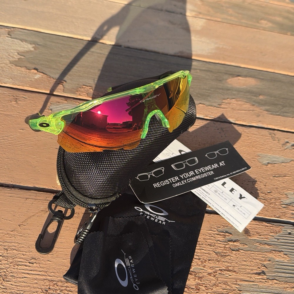 Oakley Radar EV Path Sunglasses Green Frame Red Mirrored Shield