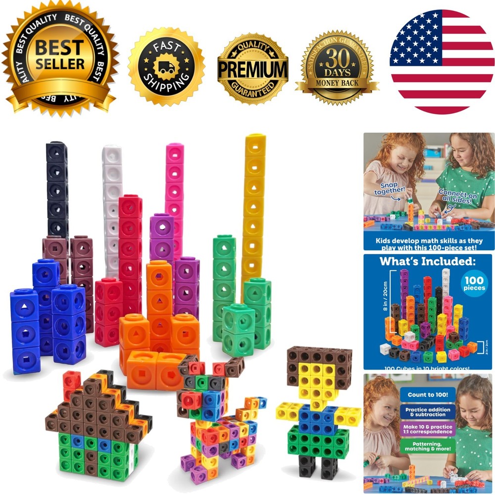 100 Count MathLink Cubes - Essential STEM Manipulatives for Creative Learning