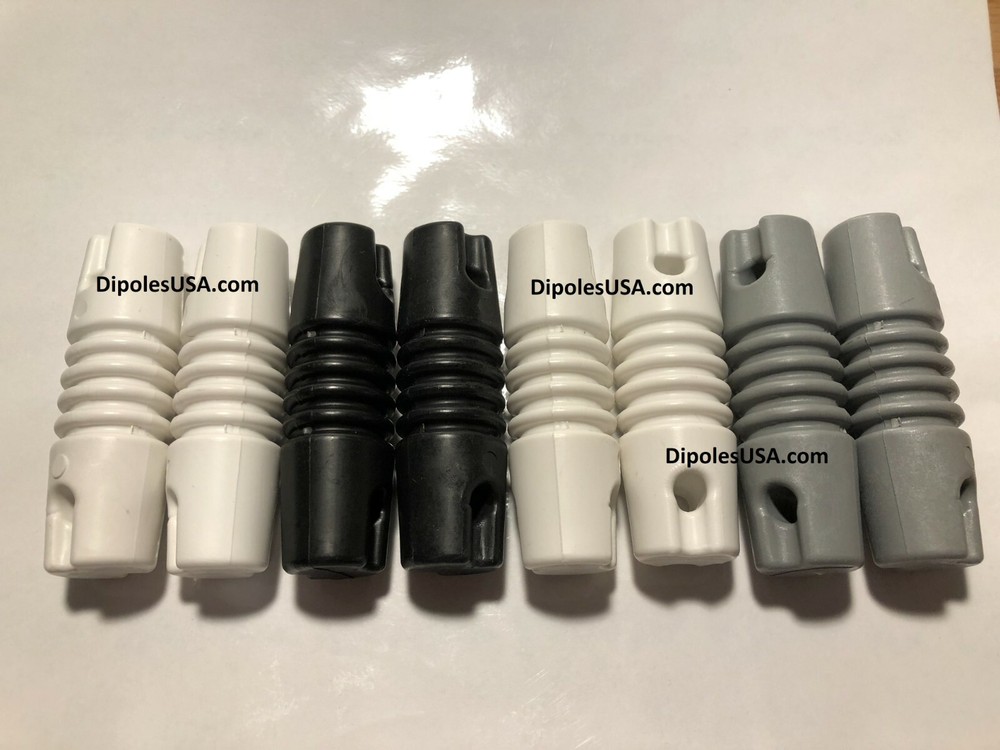 8 SOLID MULTI-COLOR NYLON DOG BONE ANTENNA END INSULATORS. USA MADE 3” LONG