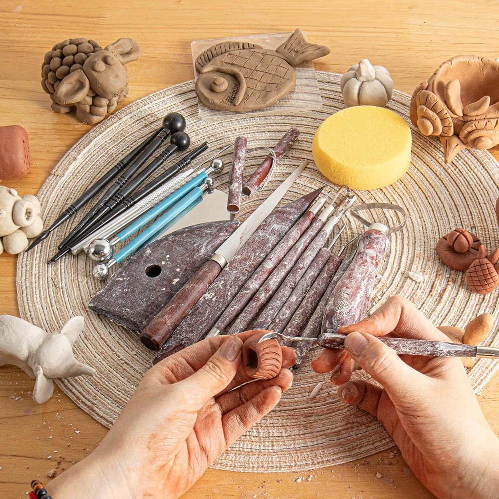 23PCS Clay Sculpting Tools Set Pottery Ceramic Polymer Modeling Kit Supplies
