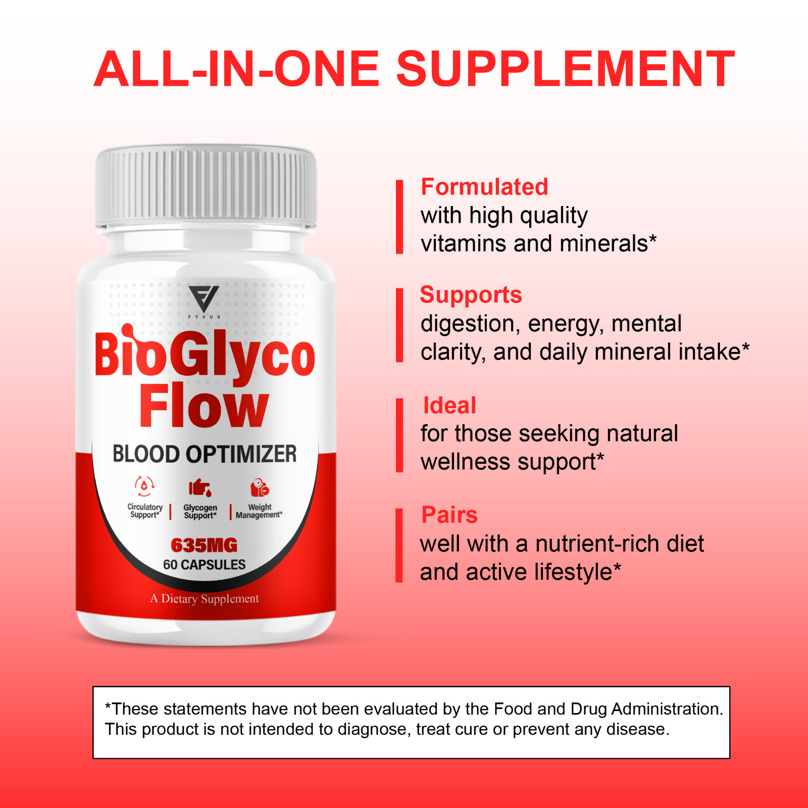 BioGlyco Flow Blood Optimizer, BioGlyco Flow Supplement (60 Capsules)