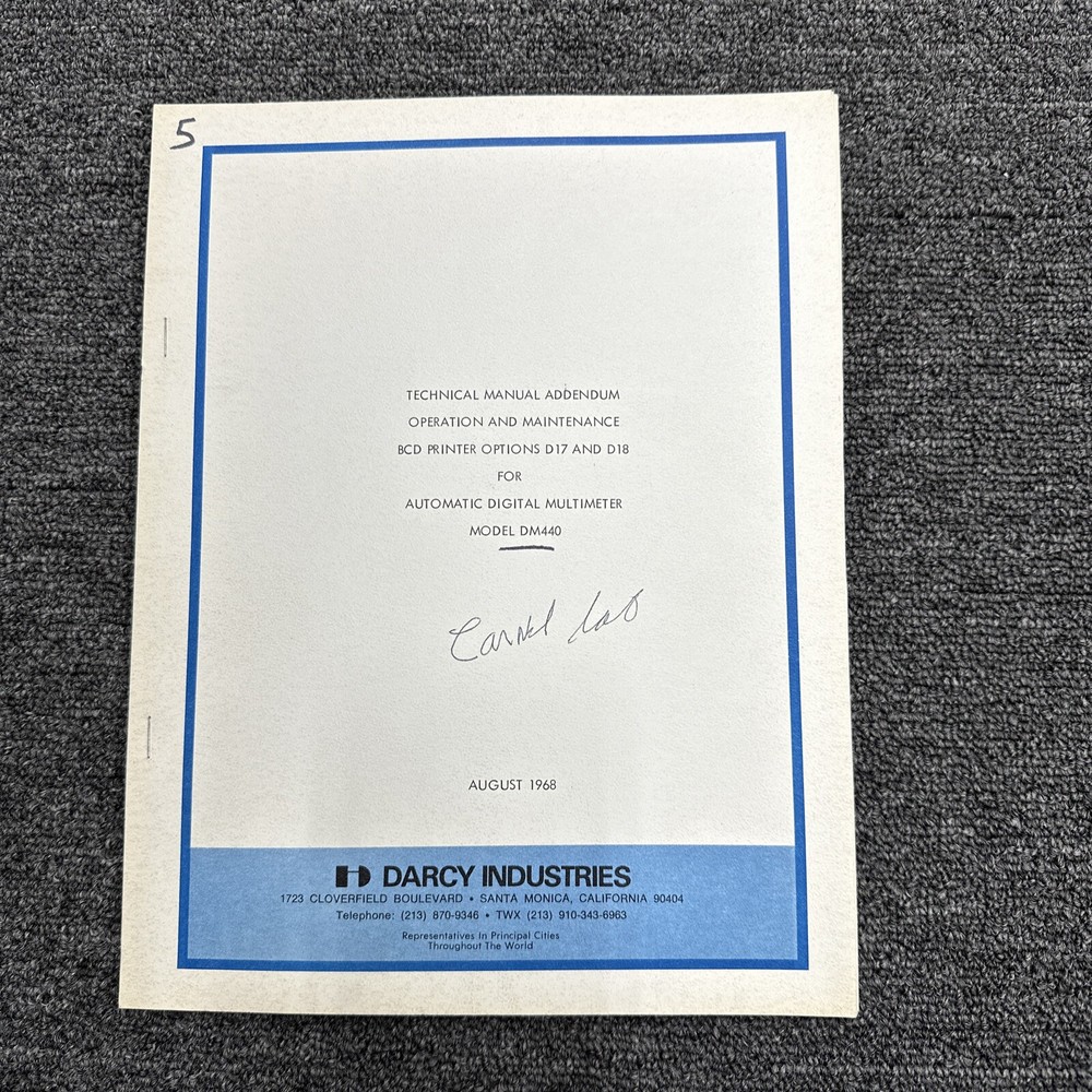 Darcy Industries DM440 Automatic Digital Multimeter Technical Manual 1968