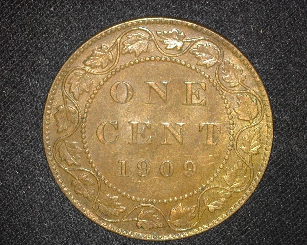CANADA 1909 LARGE CENT KM8 ABOUT UNCIRCULATED  ~FCS-974