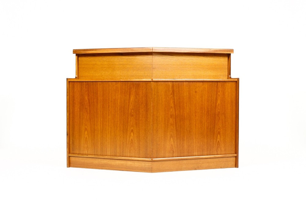 Danish Modern / Mid Century Teak Angular Dry Bar with Display Cabinet — Turnidge
