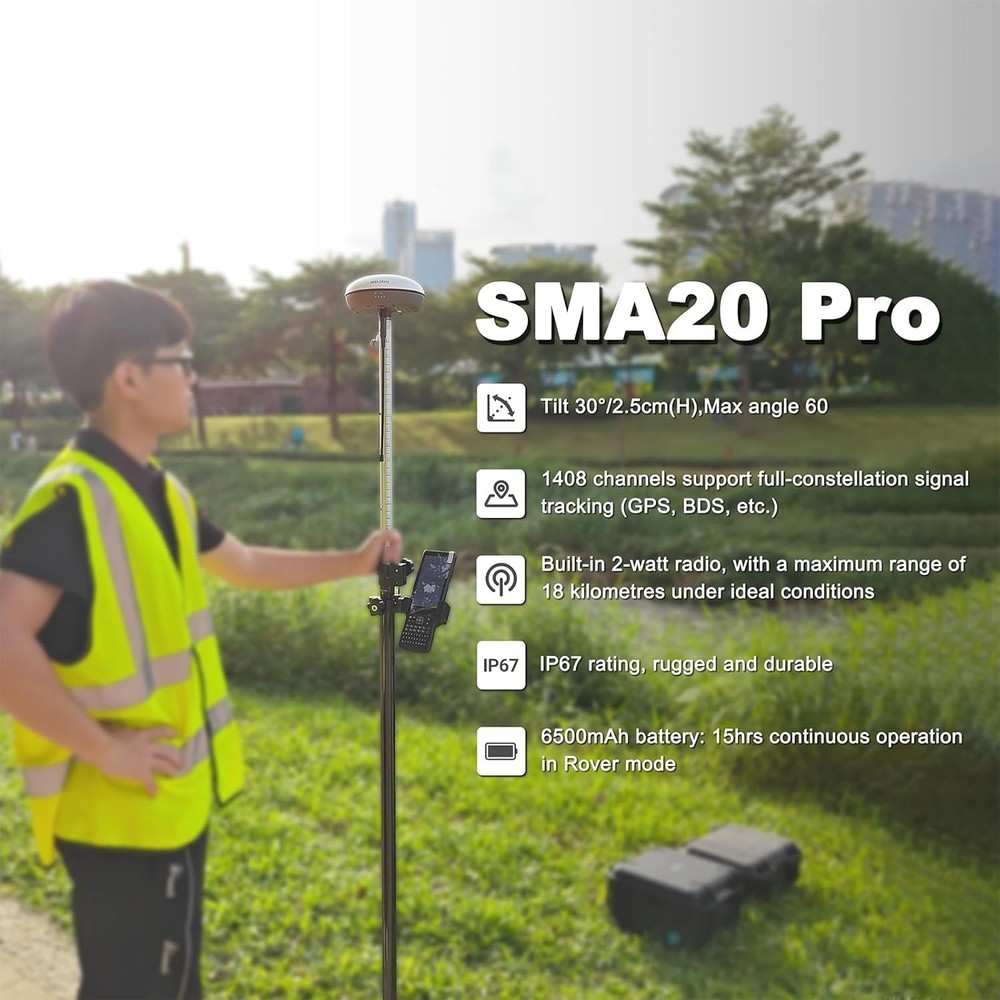 SMA20 Pro Base Station RTK PPK GNSS Receiver with Software Connect with Drones